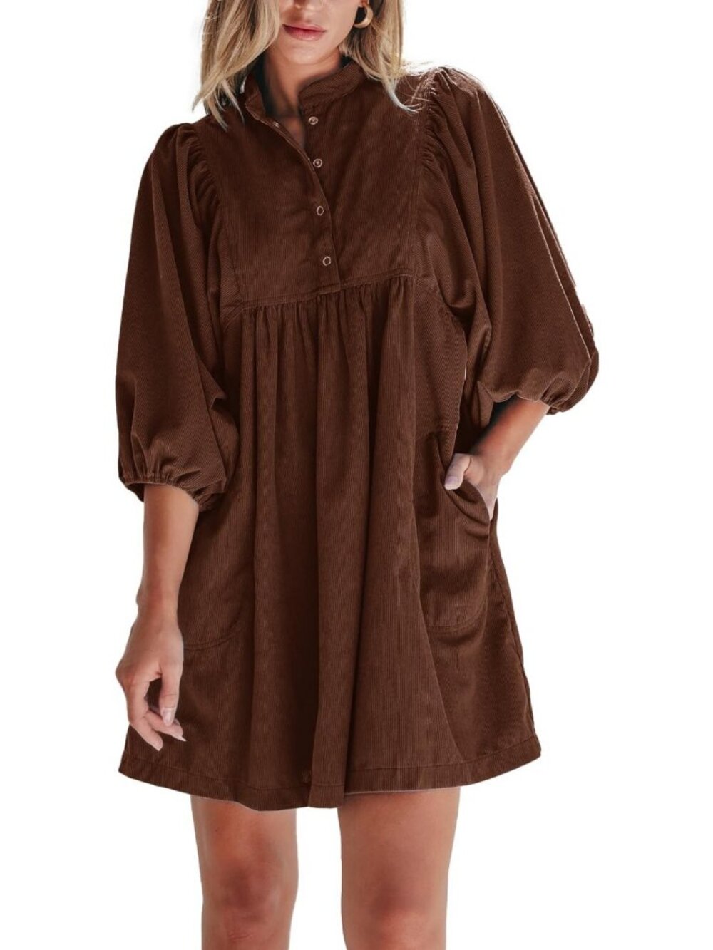 Cozy Corduroy Mini Babydoll Dress for Women | Fall & Winter Fashion Essential